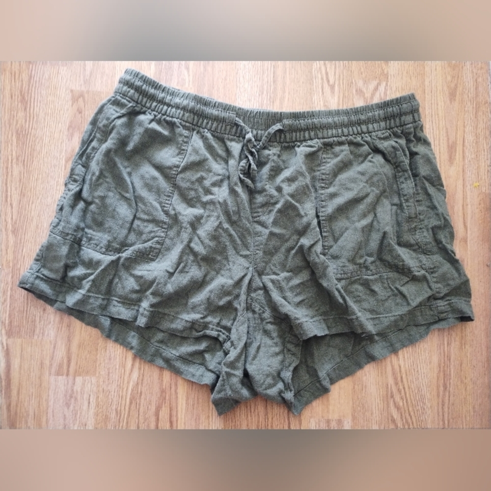 Old Navy Linen Blend Green Shorts With Drawstring And Pockets Size 2XL